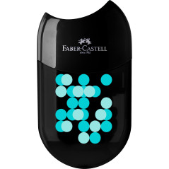 FABER-CASTELL 183535 - Taille-crayon double Two Tone avec gomme, 1 pièce, pour crayons de diamètre 8 à 10 mm, couleurs assorties