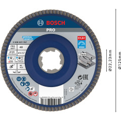 Bosch 1x Plateau à lamelles PRO Metal X571, version bombée pour X-Lock (pour Acier, Acier inoxydable, Ø 125 mm, Grain 40, Profes