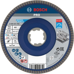 Bosch 1x Plateau à lamelles PRO Metal X571, version bombée pour X-Lock (pour Acier, Acier inoxydable, Ø 125 mm, Grain 60, Profes