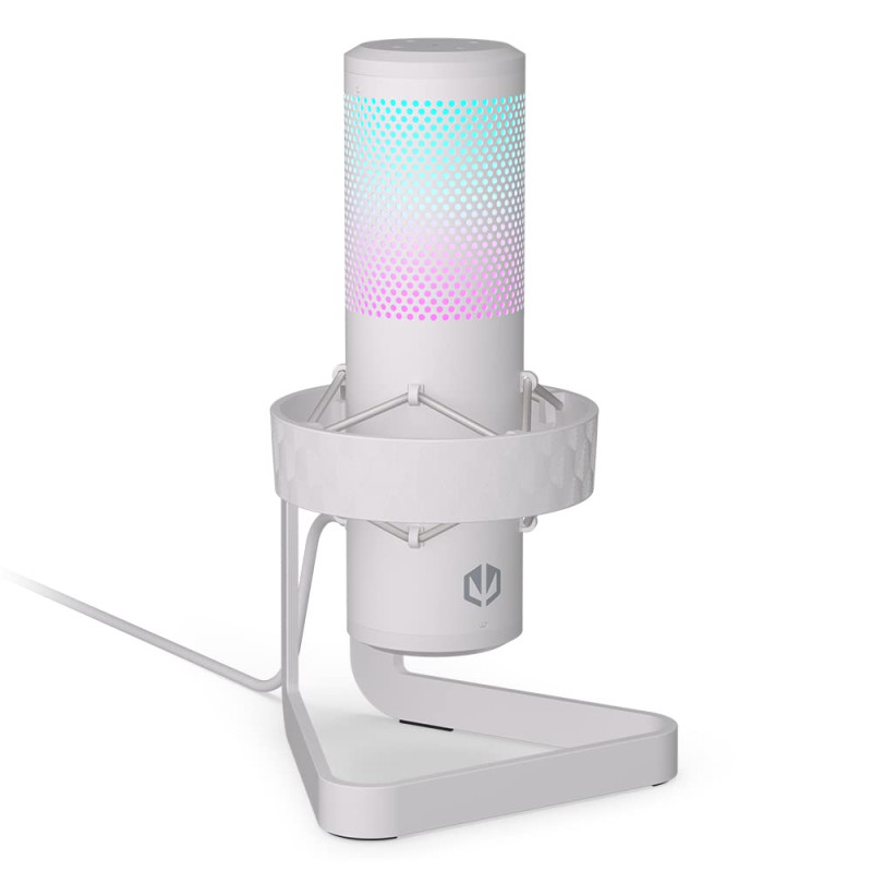 ENDORFY Axis Streaming Onyx White, Microphone omnidirectionnel de Haute qualité, rétroéclairage RGB | EY1B007