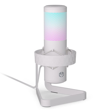 ENDORFY Axis Streaming Onyx White, Microphone omnidirectionnel de Haute qualité, rétroéclairage RGB | EY1B007