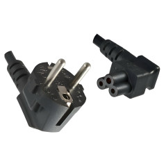 DINIC CB-3L-3M câble électrique Noir CEE7/7 Coupleur C5 - Cables électriques (3 m, Male connector / Female connector, CEE7/7, Co
