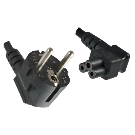 DINIC CB-3L-3M câble électrique Noir CEE7/7 Coupleur C5 - Cables électriques (3 m, Male connector / Female connector, CEE7/7, Co
