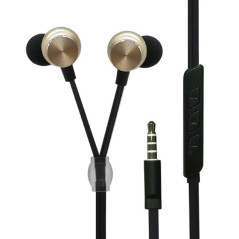 carstyling XXL 2GO Écouteurs Intra-Auriculaires stéréo de Luxe avec Fermeture Éclair Doré