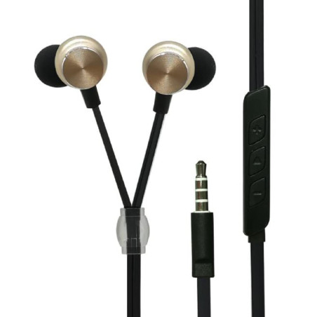 carstyling XXL 2GO Écouteurs Intra-Auriculaires stéréo de Luxe avec Fermeture Éclair Doré
