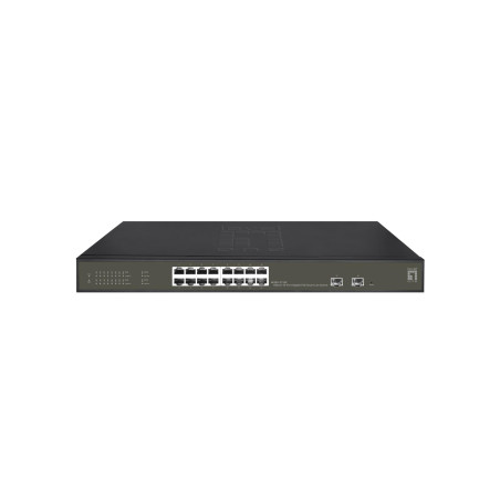 LevelOne Switch 16x GE GES-2118P 2xGSFP 19" 230W 16xPoE+ - Switch