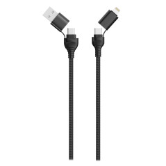 2GO Câble de données USB type C 4 en 1 Noir 120 cm