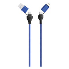 2GO Câble de données 4 en 1 USB/Type C Bleu 120 cm