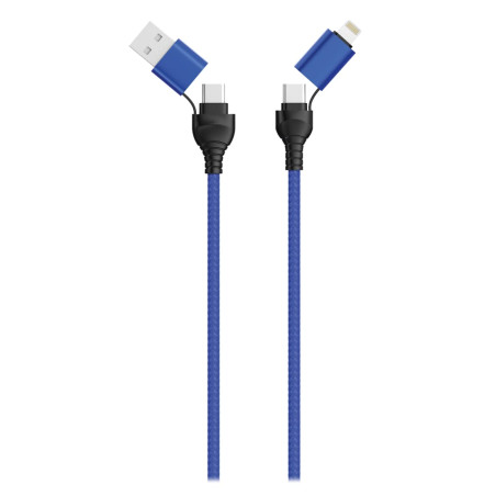 2GO Câble de données 4 en 1 USB/Type C Bleu 120 cm