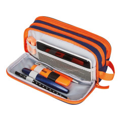 Herluitz Double faulenzer Uni Bleu/Orange 1 pièce, Bleu/Orange, Kindergepäck, Étui à écrire