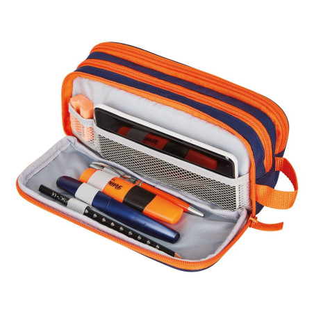 Herluitz Double faulenzer Uni Bleu/Orange 1 pièce, Bleu/Orange, Kindergepäck, Étui à écrire