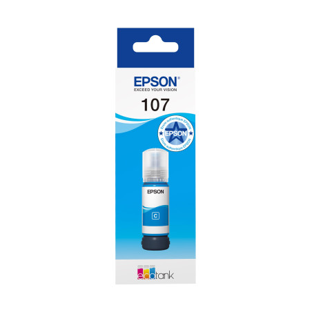 Epson EcoTank 107 Bouteille d’Encre Authentique | Cyan| Haute Capacité – Jusqu’à 7,200 Pages | Compatible avec ET-18100 | Qualit