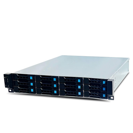 FANTEC 2563 SRC-2012X07-12G/6G 19" 4U 680mm Storage Case, 12x SAS/SATA Slots with 2 Status LEDs Each, Slots for 3.5" and 2.5" Da