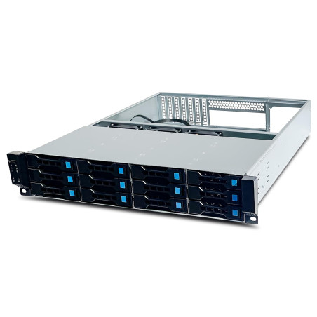 FANTEC 2563 SRC-2012X07-12G/6G 19" 4U 680mm Storage Case, 12x SAS/SATA Slots with 2 Status LEDs Each, Slots for 3.5" and 2.5" Da