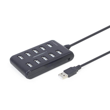 Gembird Hub 10 Ports USB 2.0 - Compact et Plug & Play, Noir