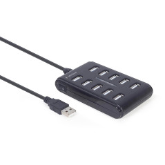 Gembird Hub 10 Ports USB 2.0 - Compact et Plug & Play, Noir