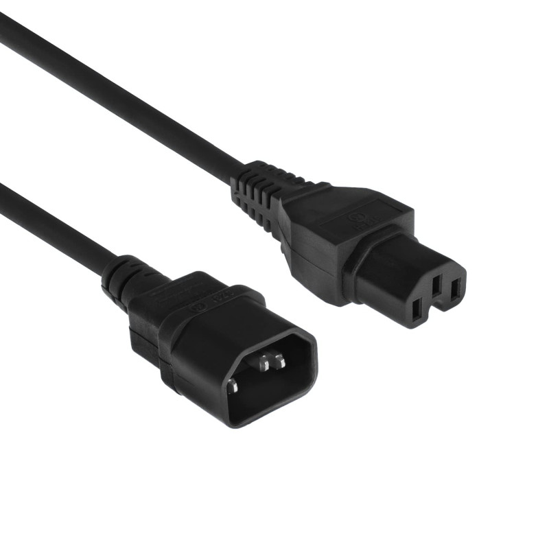 ACT C14 Câble d'alimentation ACT C14 mâle à C15 Femelle, 2,5m, Cordon d'extension, Negro - AK5234 ACT C14 Câble d'alimentation ACT C14 mâle à C15 Femelle, 2,5m, Cordon d'extension, Negro - AK5234