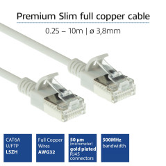 ACT Câble réseau Cat6a U/FTP LSZH LAN fin de 3,8 mm, câble flexible sans tranche CAT 6a avec fiche RJ45, pour une utilisation da