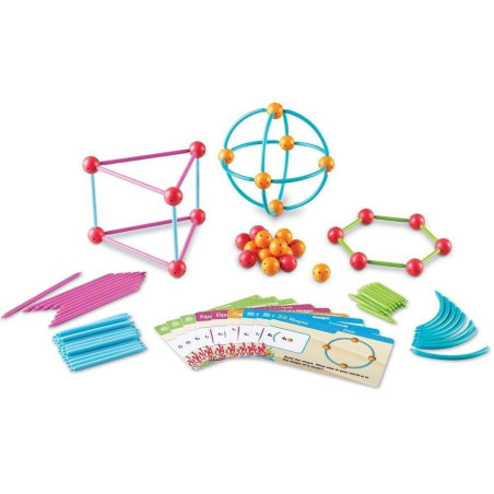 Learning Resources Kit de géométrie Dive Into Shapes – 129 pièces – Formes 2D et 3D – Jouet éducatif STEM pour Enfants 6 à 10 An