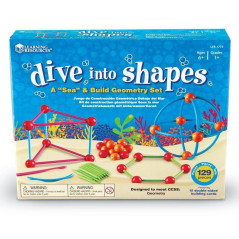 Learning Resources Kit de géométrie Dive Into Shapes – 129 pièces – Formes 2D et 3D – Jouet éducatif STEM pour Enfants 6 à 10 An