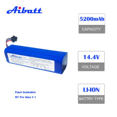 Aibatt Batterie de Rechange 5200 mAh pour aspirateur Proscenic M7 Pro, LDS M7 Pro, M8 Pro, M7 Max pour Lenovo LR1/Lydsto R1/Viom