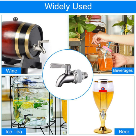 QINGHEC 1 Pièce 5/8 inch Robinets Distributeurs de Boissons en Verre, Distributeur de Boissons en Acier Inoxydable Robinet, Robi
