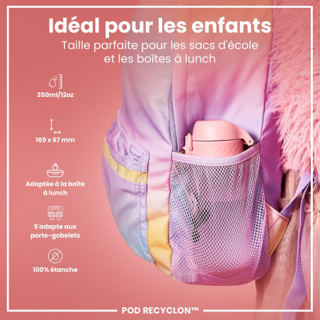 Ion8 Gourde Enfant, 350 ml, Anti-Fuite, Facile à Ouvrir, Verrouillage Sécurisé, Lavable en Lave-Vaisselle, Sans BPA, Poignée de