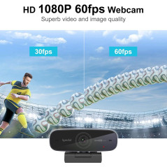 Spedal Webcam 1080P 60fps, Double Microphones Stéréo, Autofocus Live Streaming Caméra Web pour Skype Facebook OBS XSplit, Webcam