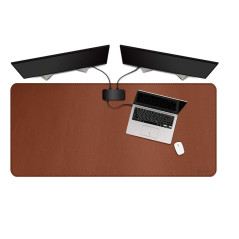 ZORESYN 3XL Tapis de Souris,sous-Mains en Cuir PU,imperméable Tapis de Souris Gaming(Marron, 120x60CM)