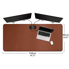 ZORESYN 3XL Tapis de Souris,sous-Mains en Cuir PU,imperméable Tapis de Souris Gaming(Marron, 120x60CM)