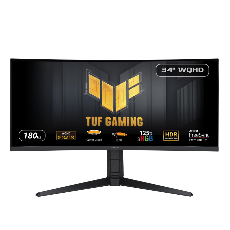 ASUS TUF Gaming VG34VQL3A - Ecran PC Esport Gaming incurvé 34" WQHD (3440 x 1440, 180Hz, 1500R, Extreme Low Motion Blur, Freesyn ASUS TUF Gaming VG34VQL3A - Ecran PC Esport Gaming incurvé 34" WQHD (3440 x 1440, 180Hz, 1500R, Extreme Low Motion Blur, Freesyn