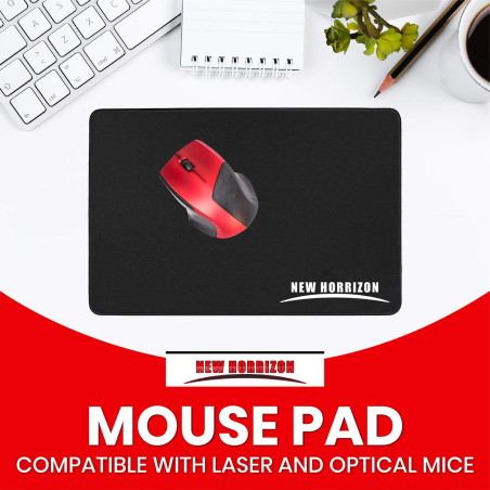 New Horrizon Grand tapis de souris de gaming avec base en caoutchouc antidérapant Noir 290 x 210 x 5 mm