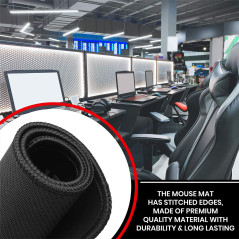 New Horrizon Grand tapis de souris de gaming avec base en caoutchouc antidérapant Noir 290 x 210 x 5 mm