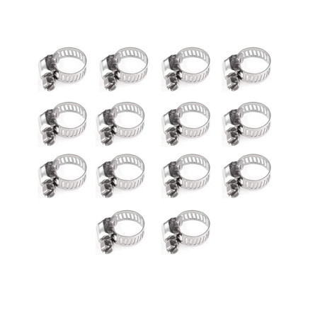 Lot de 14 colliers de serrage réglables en acier inoxydable 304 - 6 à 12 mm - De qualité supérieure - Anti-rouille - Durable - P