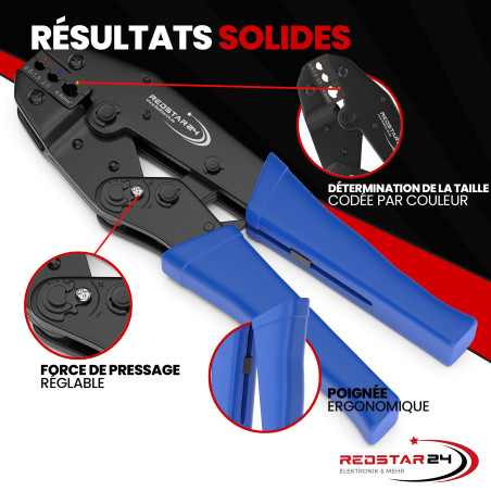 RedStar24 Pince à sertir avec 700 Cosse Electrique Set - Pince Sertir Câble pour Cosses Electriques de [0,50-6,00 mm²] Pince à C
