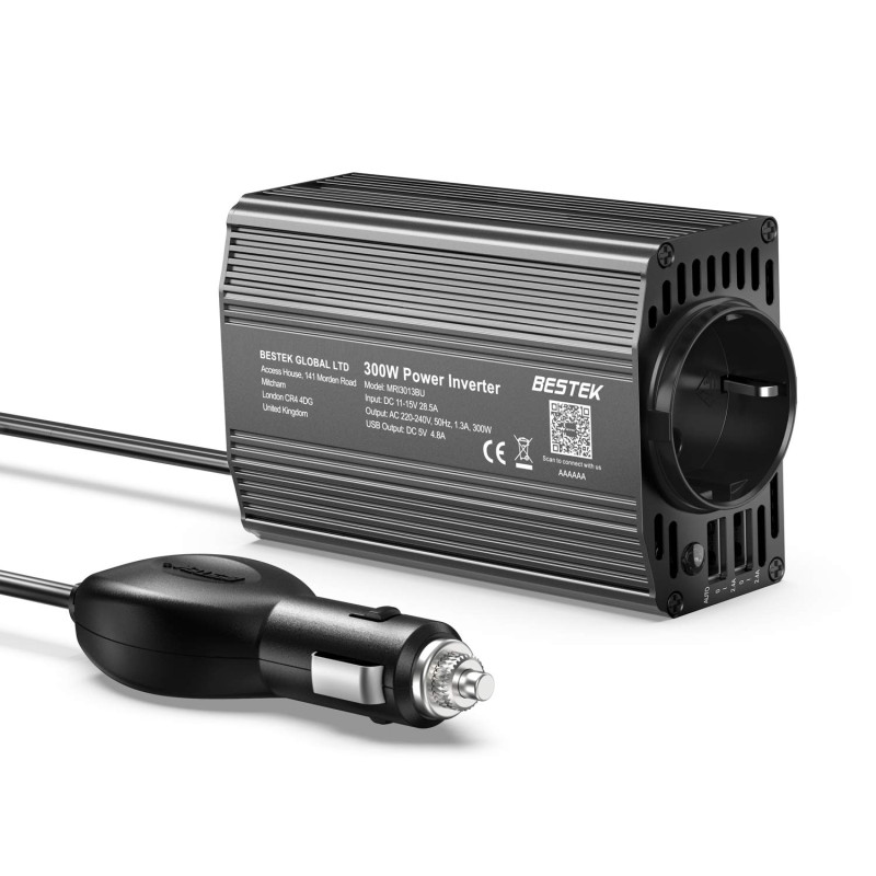 BESTEK Convertisseur 12V 220V 240V 300W Onduleur de Voiture Chargeur Allume-Cigare avec 1 AC Prise et 2 Ports USB 4,8A pour Pad BESTEK Convertisseur 12V 220V 240V 300W Onduleur de Voiture Chargeur Allume-Cigare avec 1 AC Prise et 2 Ports USB 4,8A pour Pad