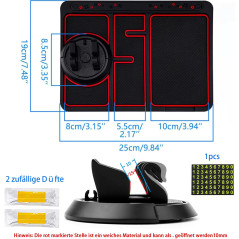 Tapis Antidérapant 4 en 1, Plateau Tableau Bord Voiture, Tapis Silicone Antidérapant à Rotation 360°