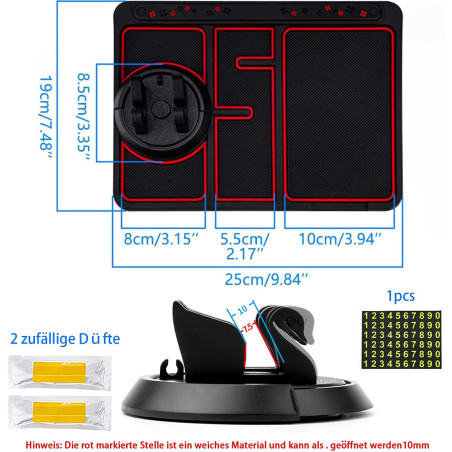 Tapis Antidérapant 4 en 1, Plateau Tableau Bord Voiture, Tapis Silicone Antidérapant à Rotation 360°