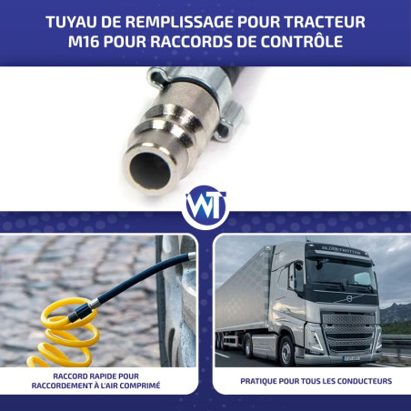 Tuyau de gonflage de pneu, câble pour tracteur, camion M16, raccord d'air comprimé, rapide
