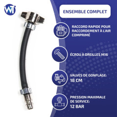 Tuyau de gonflage de pneu, câble pour tracteur, camion M16, raccord d'air comprimé, rapide