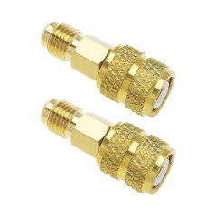 VGOL 2pcs R410A Adaptateurs Pivotants Droits 1/4 Pouces Mâle SAE à 5/16 Pouces Femelle SAE Laiton Mini Adaptateurs Fendus Couple