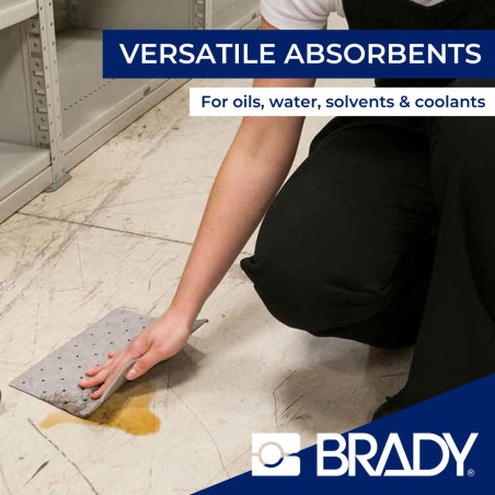 SPC® by Brady Kit Anti-Pollution Universel – Kit Absorbant pour Huiles, Eau, Solvants et Liquides de Refroidissement, Inclus 10