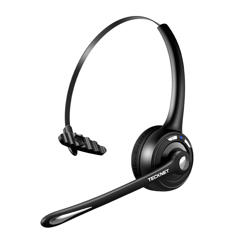 TECKNET Casque d'écoute Bluetooth, Casque d'écoute sans Fil avec Microphone antibruit pour Camionneur, Mains Libres avec Microph TECKNET Casque d'écoute Bluetooth, Casque d'écoute sans Fil avec Microphone antibruit pour Camionneur, Mains Libres avec Microph