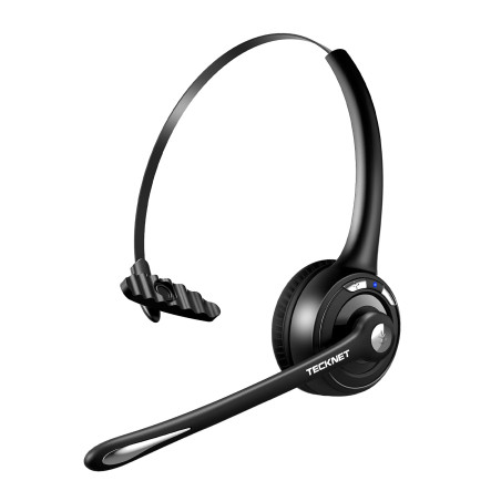 TECKNET Casque d'écoute Bluetooth, Casque d'écoute sans Fil avec Microphone antibruit pour Camionneur, Mains Libres avec Microph