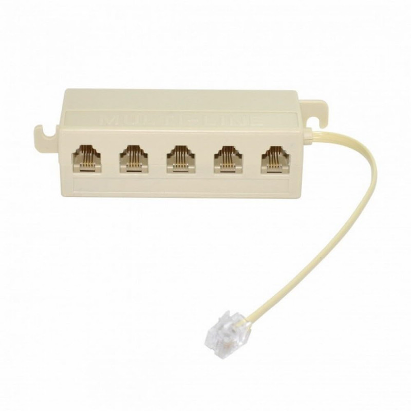 Cablecc - Module jack 6P4C RJ11 RJ12 - Adaptateur 1 entrée et 5 sorties - Séparateur de ligne téléphonique - Coloris beige Cablecc - Module jack 6P4C RJ11 RJ12 - Adaptateur 1 entrée et 5 sorties - Séparateur de ligne téléphonique - Coloris beige