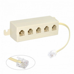 Cablecc - Module jack 6P4C RJ11 RJ12 - Adaptateur 1 entrée et 5 sorties - Séparateur de ligne téléphonique - Coloris beige