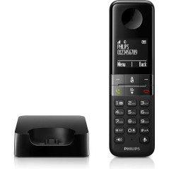 Philips D4701B Téléphone Fixe sans Fil – Téléphone DECT avec Écran 1,8 Pouce – 50 Contacts – 16h Conversation – 250h Veille – No