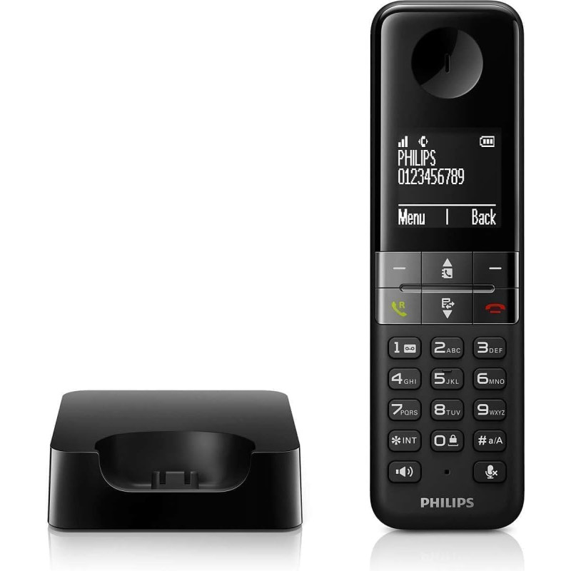 Philips D4701B Téléphone Fixe sans Fil – Téléphone DECT avec Écran 1,8 Pouce – 50 Contacts – 16h Conversation – 250h Veille – No Philips D4701B Téléphone Fixe sans Fil – Téléphone DECT avec Écran 1,8 Pouce – 50 Contacts – 16h Conversation – 250h Veille – No