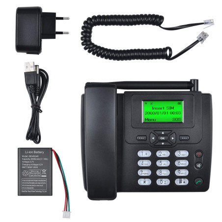 Lychee Téléphone de Bureau sans Fil GSM,Business IP Phone,avec écran 2,4" (Environ 6 cm),Téléphone Fixe de Bureau Hôtel Résident