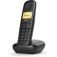 Gigaset A170 SINGLE - Téléphone fixe sans fil de base avec grand écran et technologie ECO DECT à économie d'énergie - Noir